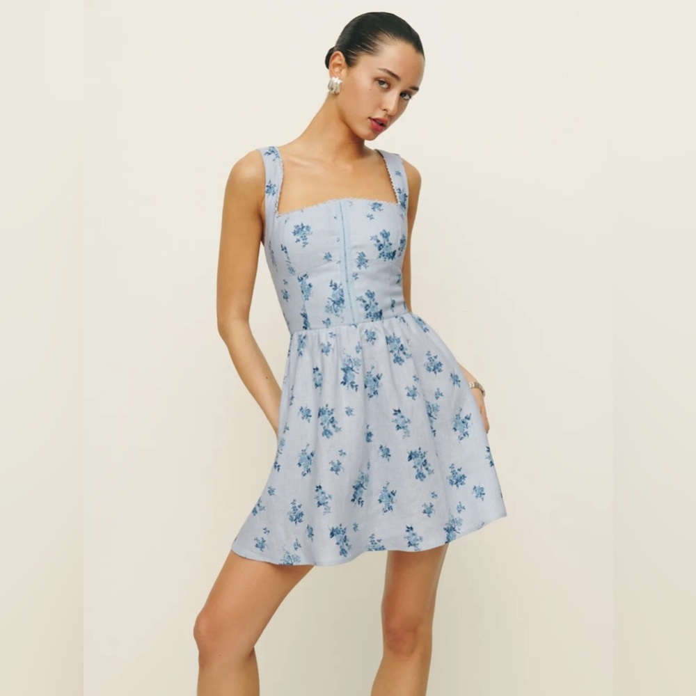 NWT Reformation Sheri Linen Dress in Crystalline